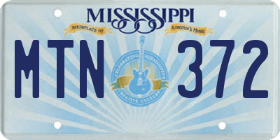 MS license plate MTN372