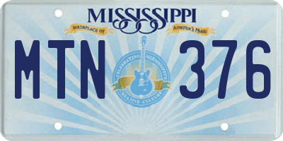 MS license plate MTN376