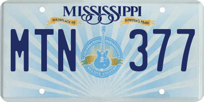 MS license plate MTN377