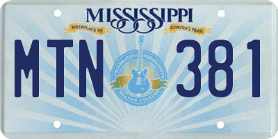 MS license plate MTN381
