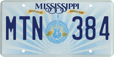 MS license plate MTN384