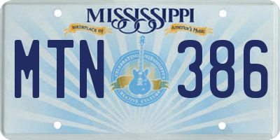 MS license plate MTN386