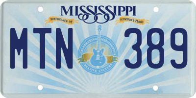 MS license plate MTN389