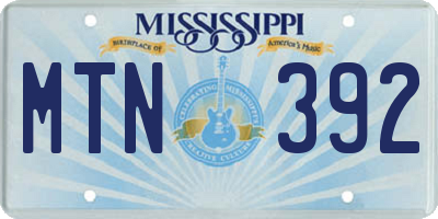 MS license plate MTN392