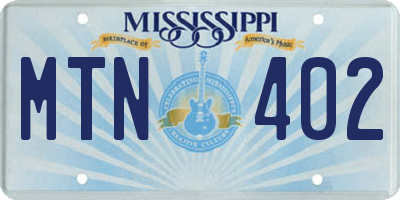 MS license plate MTN402