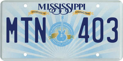 MS license plate MTN403