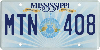 MS license plate MTN408
