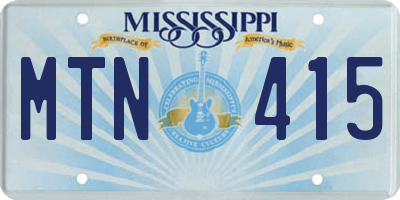 MS license plate MTN415