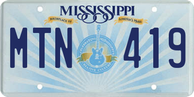 MS license plate MTN419