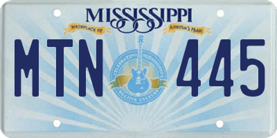 MS license plate MTN445