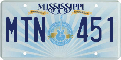 MS license plate MTN451