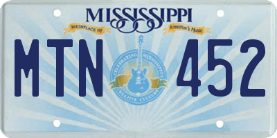 MS license plate MTN452