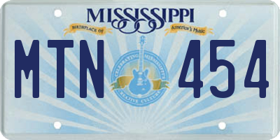 MS license plate MTN454