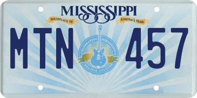 MS license plate MTN457