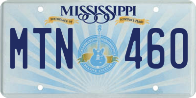MS license plate MTN460