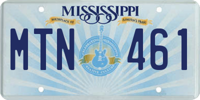 MS license plate MTN461