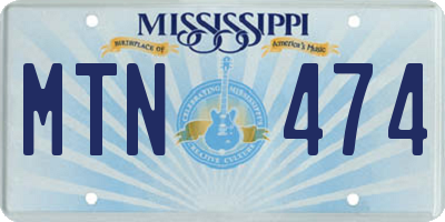 MS license plate MTN474