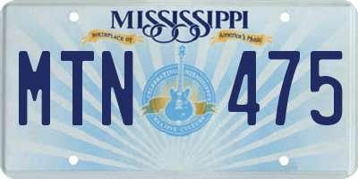 MS license plate MTN475