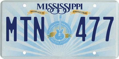 MS license plate MTN477