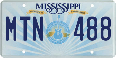 MS license plate MTN488