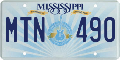 MS license plate MTN490