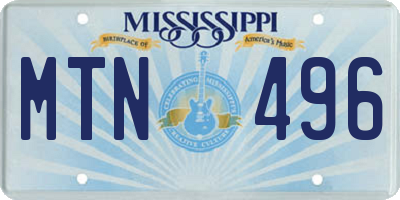 MS license plate MTN496