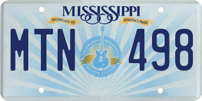 MS license plate MTN498