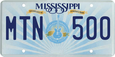 MS license plate MTN500