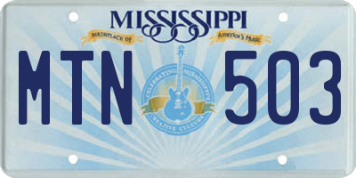 MS license plate MTN503