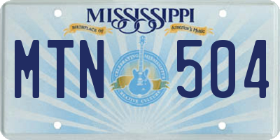MS license plate MTN504