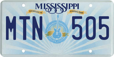 MS license plate MTN505