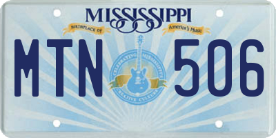 MS license plate MTN506