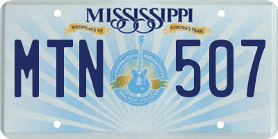 MS license plate MTN507