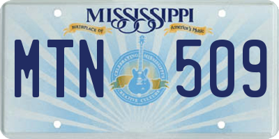 MS license plate MTN509