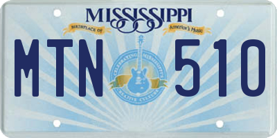 MS license plate MTN510
