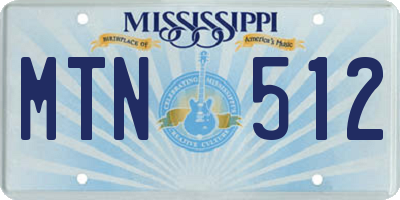MS license plate MTN512