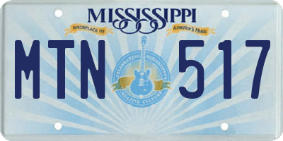 MS license plate MTN517