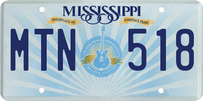 MS license plate MTN518