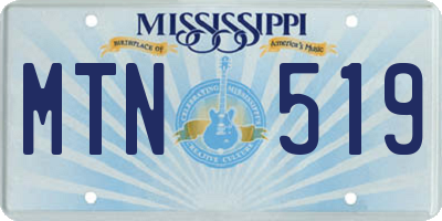 MS license plate MTN519
