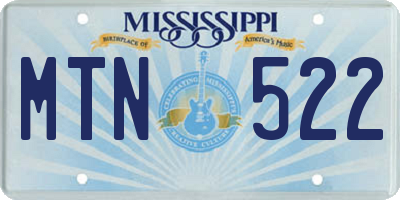 MS license plate MTN522