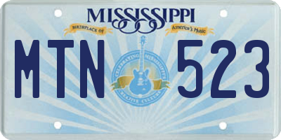 MS license plate MTN523