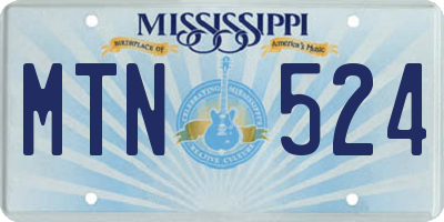 MS license plate MTN524