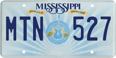 MS license plate MTN527