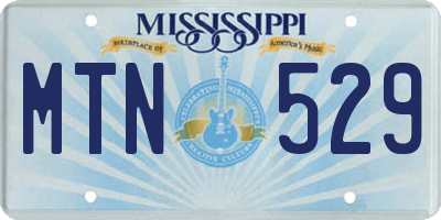 MS license plate MTN529