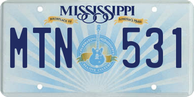 MS license plate MTN531