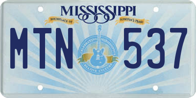 MS license plate MTN537