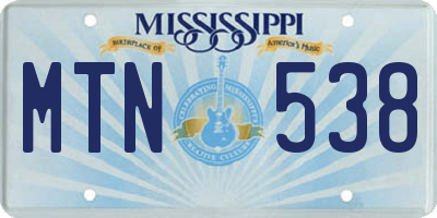 MS license plate MTN538