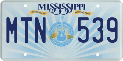 MS license plate MTN539