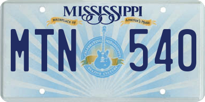 MS license plate MTN540