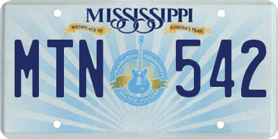 MS license plate MTN542